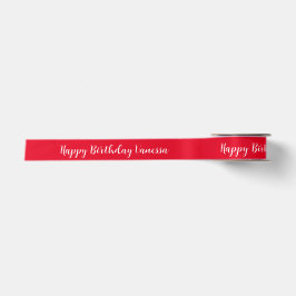 Happy Birthday Elegant Vibrant Red Ribbon Satinband