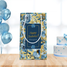 Happy Birthday Elegante Blaue Rose Blumengestalt i