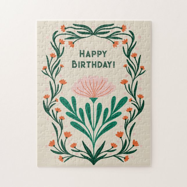 Happy Birthday Elegante Blumenrahmen (Vertikal)