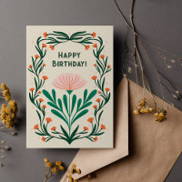 Happy Birthday Elegante Blumenrahmen