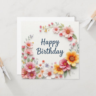 Happy Birthday Elegante Blumenstrauß Karte