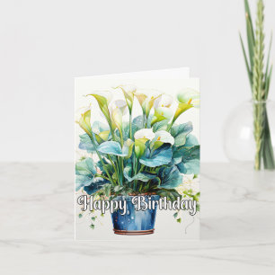 Happy Birthday Elegante Calla Lilies Blume Karte