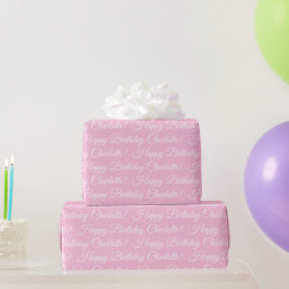 Happy Birthday elegante Drehbuch individuelle Name Geschenkpapier