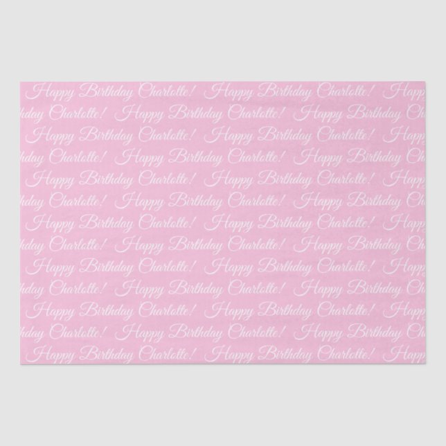 Happy Birthday elegante Drehbuch individuelle Name Seidenpapier (Vorderseite)
