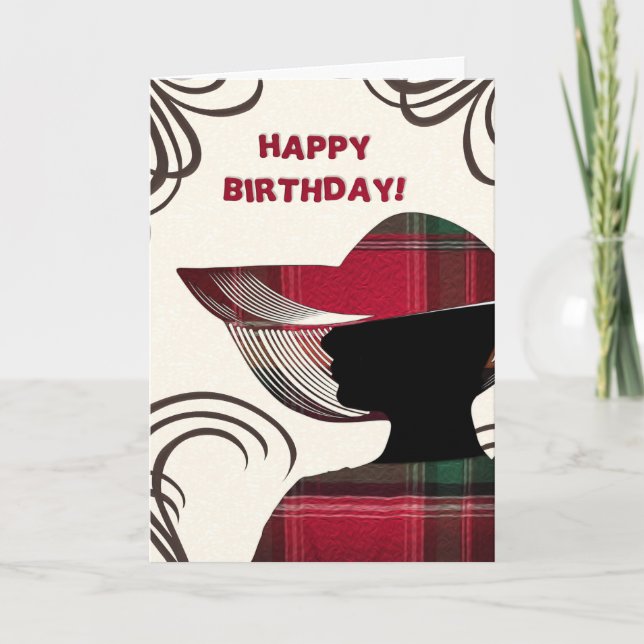 Happy Birthday Elegante Frau Madras Persönliche Da Karte (Vorderseite)