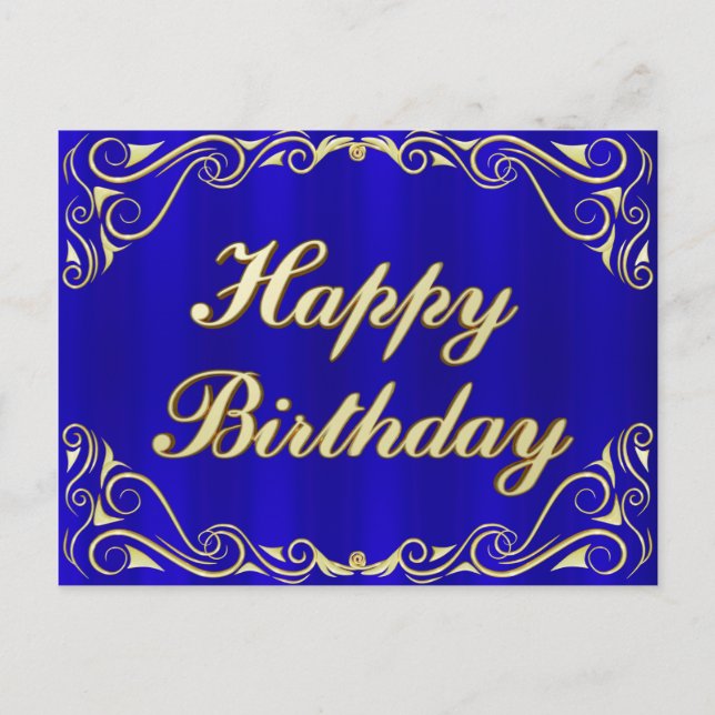Happy Birthday Elegante Regal Gold Grußkarte Ankündigungspostkarte (Vorderseite)