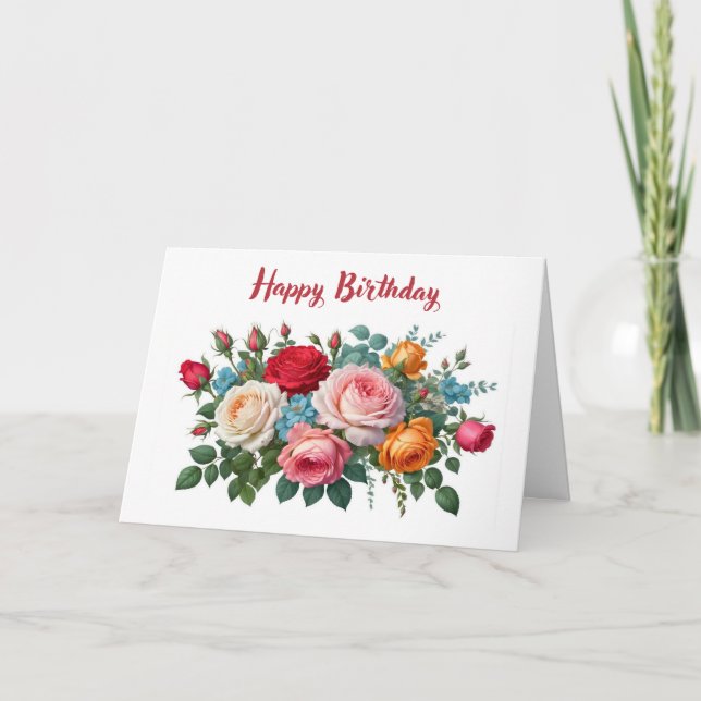 Happy Birthday Elegante Vintage Rose Karte (Vorderseite)