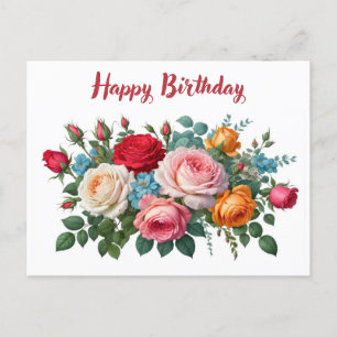 Happy Birthday Elegante Vintage Rose Postkarte