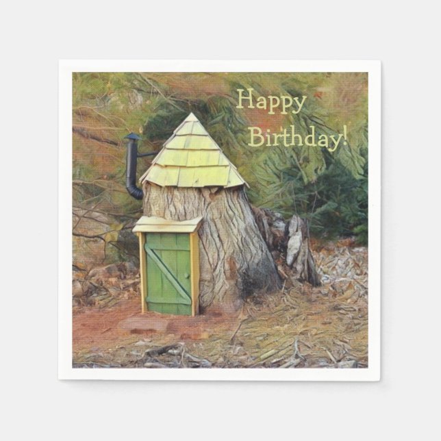 Happy Birthday Elf House Serviette (Vorderseite)