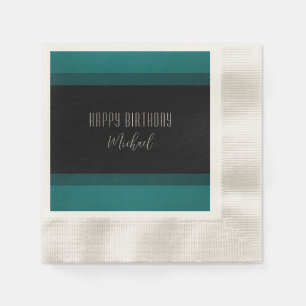"Happy Birthday" Emerald und Black Paper Napkin Serviette