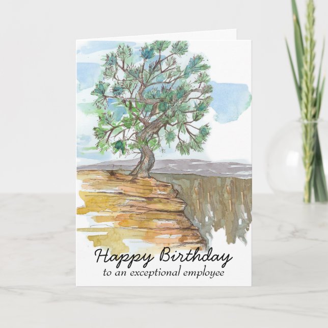 Happy Birthday Employee Pinyon Pine Tree Karte (Vorderseite)