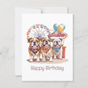 Happy Birthday Englische Bulldoggen auf einem Jahr Postkarte