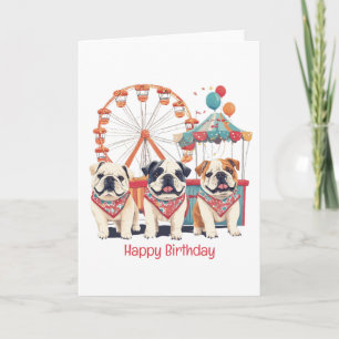 Happy Birthday English Bulldogs beim Carnival Karte