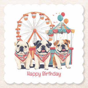 Happy Birthday English Bulldogs beim Carnival Untersetzer