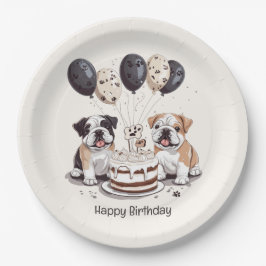 Happy Birthday English Bulldogs Pappteller