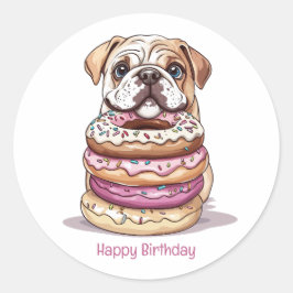 Happy Birthday English Bulldogs Runder Aufkleber