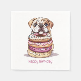 Happy Birthday English Bulldogs Serviette