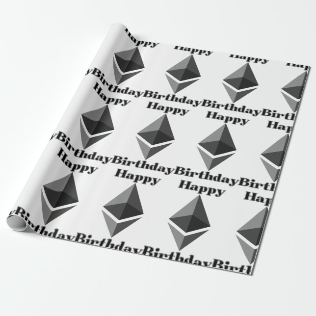 Happy Birthday Ethereum Icon Wrapping Paper Geschenkpapier (Ungerollt)