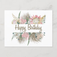 Happy Birthday Exotic Watercolor Blume, Verlassen
