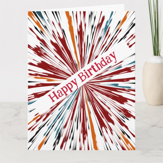 Happy Birthday Explosive Farben Karte (Vorderseite)