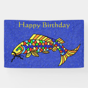 Happy Birthday Extravagant Fish farbenfrohe Scales Banner