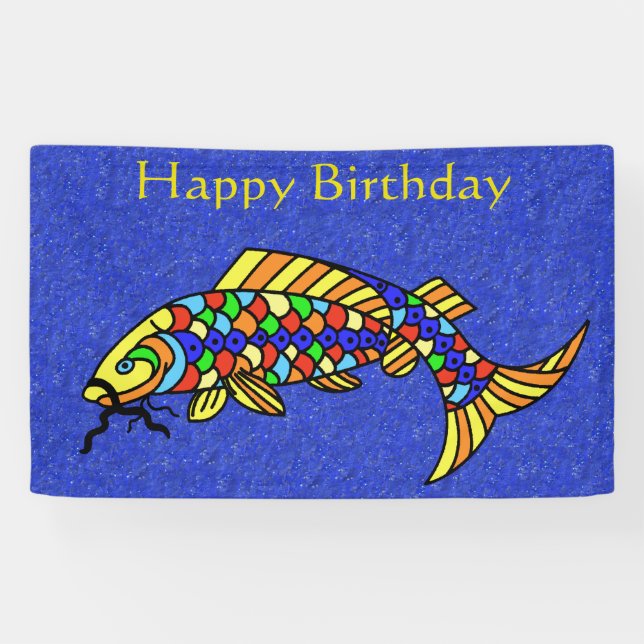 Happy Birthday Extravagant Fish farbenfrohe Scales Banner (Horizontal)