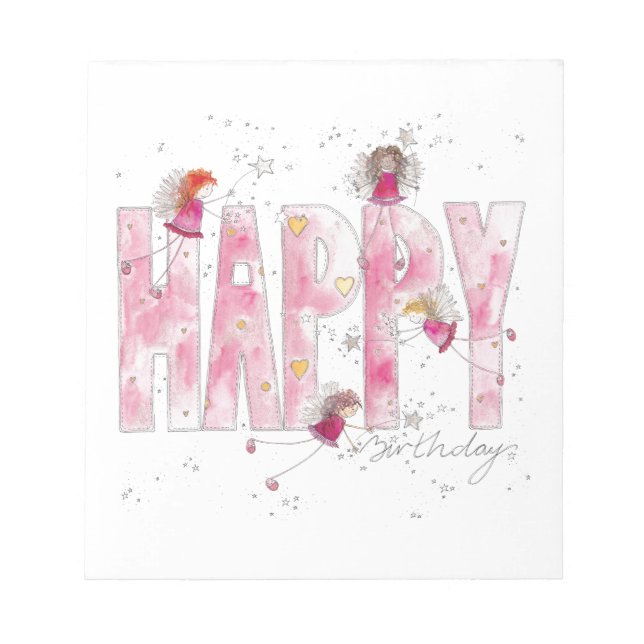 Happy Birthday Fairies Notizblock (Vorderseite)