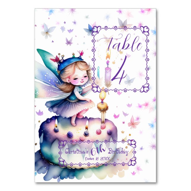 Happy Birthday Fairy 01 Tischnummer (Vorderseite)
