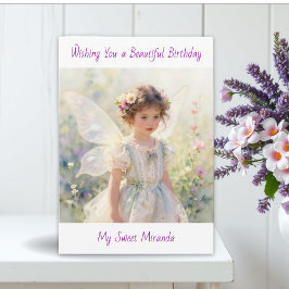 Happy Birthday Fairy Floral Themed Personalized  Karte