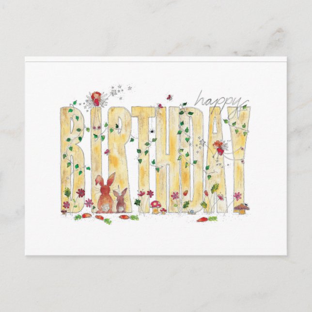 Happy Birthday - Fairy Woodland Postkarte (Vorderseite)