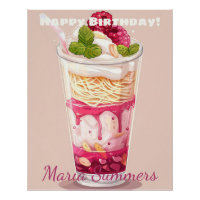 Happy Birthday Falooda Ice-Creme Kawaii Cartoon