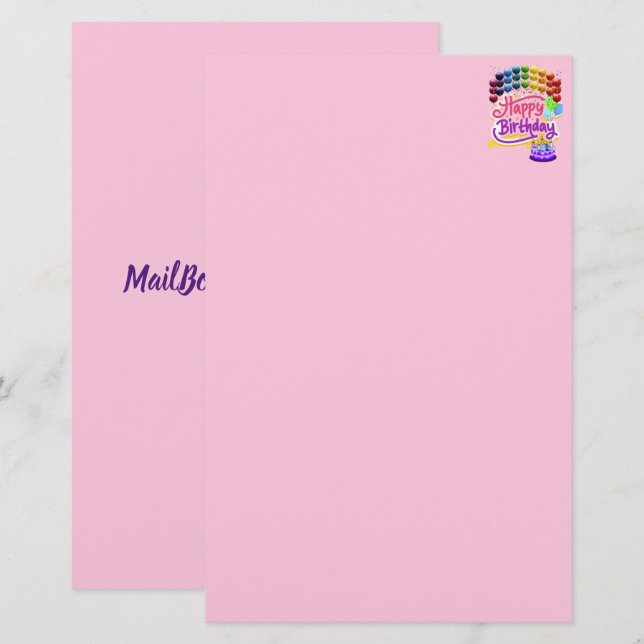 Happy Birthday farbenfroh rosa Lila Stationery Briefpapier (Vorne/Hinten)