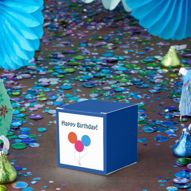 Happy Birthday farbenfrohe Balloons Cartoon Geschenkschachtel (Party)