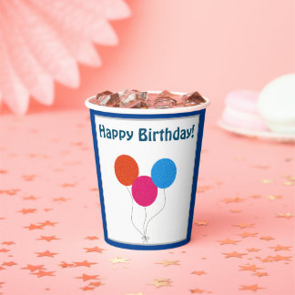 Happy Birthday farbenfrohe Balloons Cartoon Pappbecher