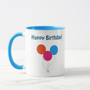 Happy Birthday farbenfrohe Balloons Cartoon Tasse