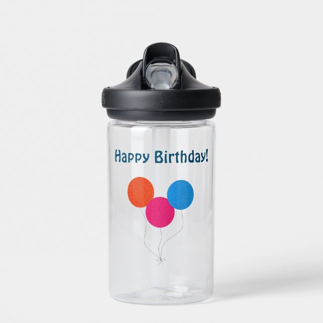 Happy Birthday farbenfrohe Balloons Cartoon Trinkflasche (Vorne)