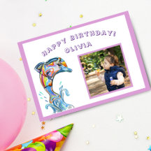 Happy Birthday farbenfrohe Dolphin Custom Foto
