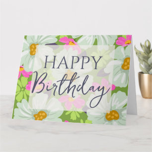 Happy Birthday farbenfrohe Frühlingsblumen Karte