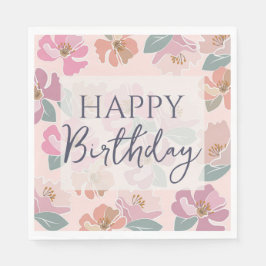 Happy Birthday farbenfrohe Frühlingsblumen Serviette