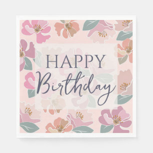 Happy Birthday farbenfrohe Frühlingsblumen Serviette