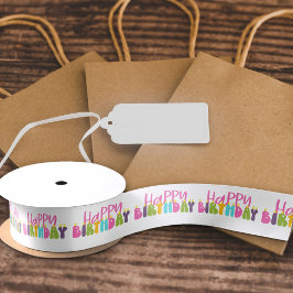 Happy Birthday farbenfrohe Kerzentypografie Satinband