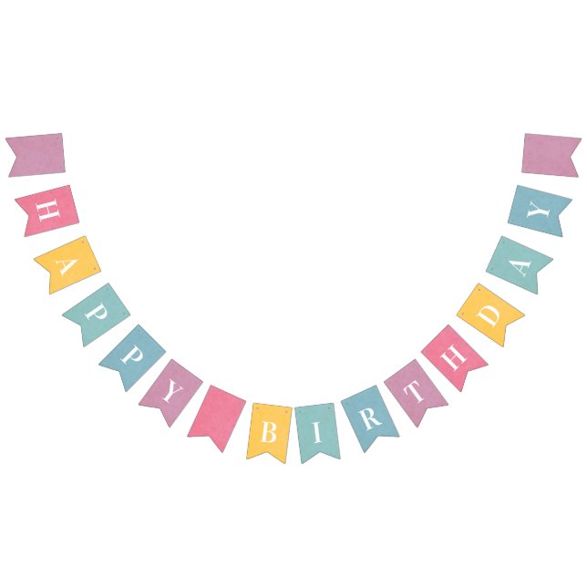Happy Birthday farbenfrohe moderne Jagdfahnen Wimpelkette (Alle)