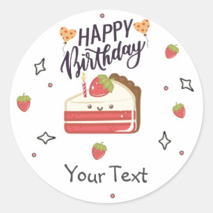 Happy Birthday farbenfrohe Party Cake Runder Aufkleber