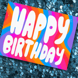 HAPPY BIRTHDAY Farbige Blasenbuchstaben INDIVIDUEL Postkarte