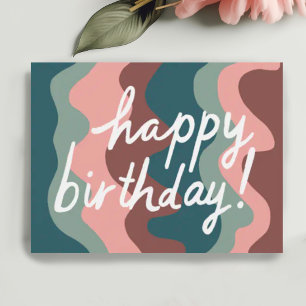 HAPPY BIRTHDAY Farbige Cool & Fun Wavy Streifen Postkarte