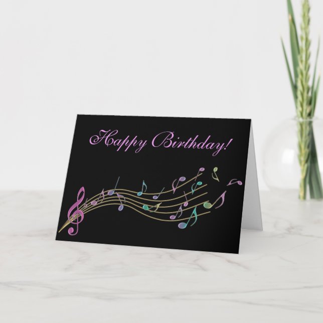 Happy Birthday Farbige Musiknotens Card Karte (Vorderseite)