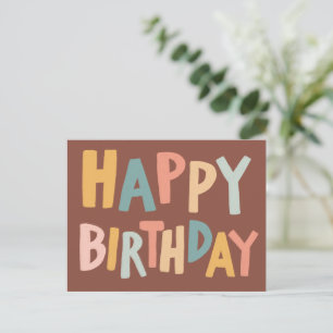 HAPPY BIRTHDAY Farbige Pastell-Handlettering Süß  Postkarte