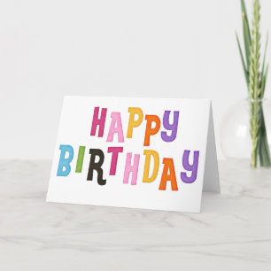 Happy Birthday farbige Worte Grußkarte Karte