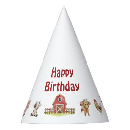 Happy Birthday Farm Animal Party Hat Partyhütchen