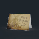 Happy Birthday Favorite Dutch Person Friend Karte<br><div class="desc">Happy Birthday Lieblings Holländische Person Spaß mit Windmühle,  Fahrrad antikes oder Vintages Look Papier Große Freundschaft Geburtstagskarte</div>